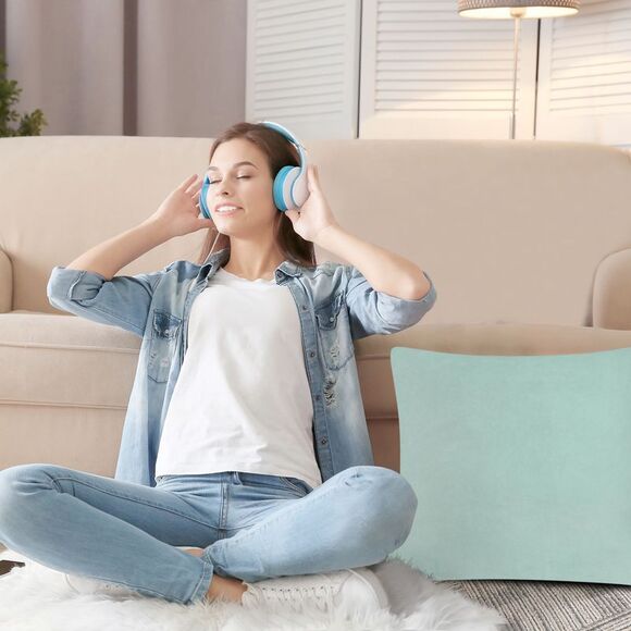 80/20 Viscose Velvet Soft Throw Pillow Cover Square 18" x 18" Blue - Picture 3 of 6